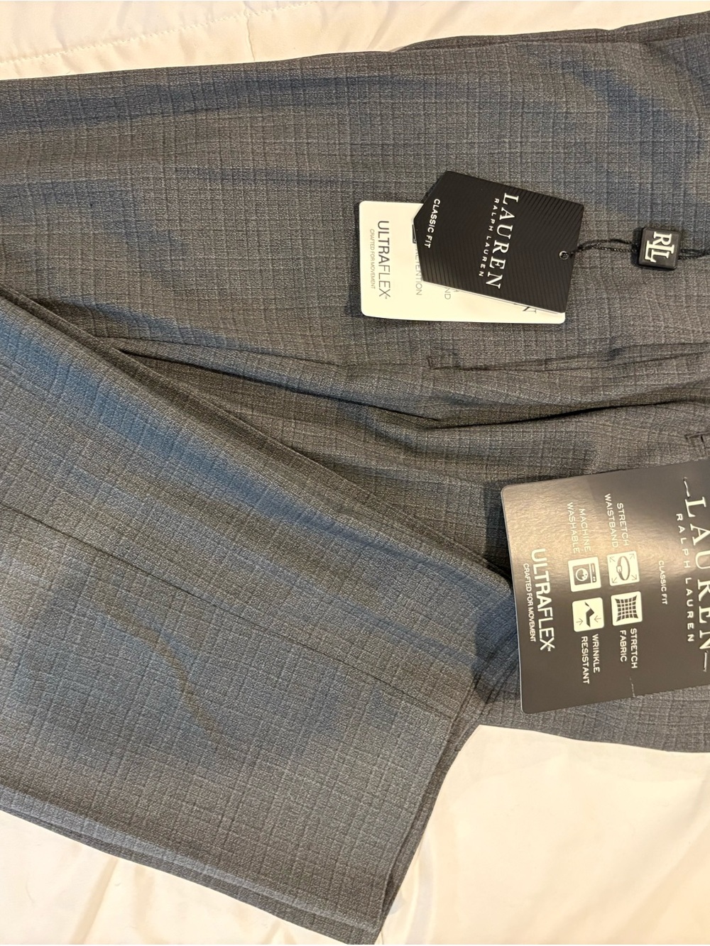 Ralph Lauren Gray Windowpane Dress Pants - Ultraflex